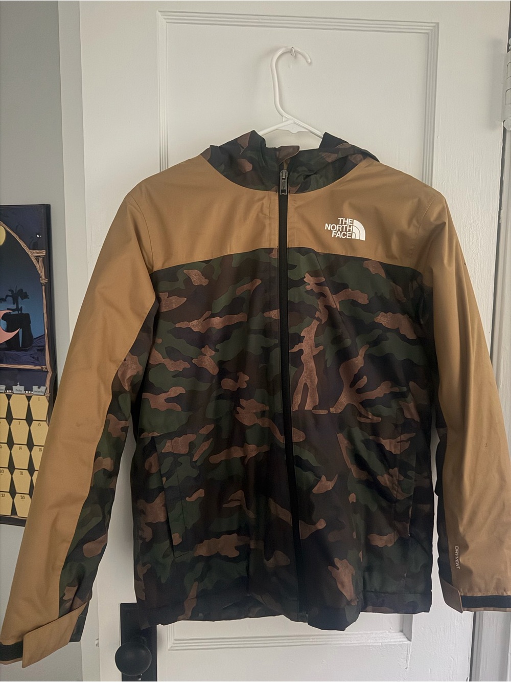 The North Face Big Boys Large 12 Camo Rain Jacket - Brown/Green